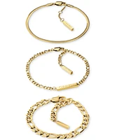 Calvin Klein Stainless Steel 3-Pc. Set Mixed Chain Bracelets