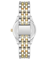 Anne Klein Women's Quartz Coin Edge Two-Tone Metal Alloy and Navy Dial Watch, 30mm