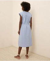 Pact Women's Organic Cotton Coastal Double Gauze Tie Waist Midi Dress