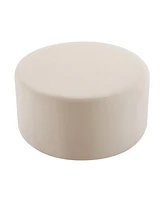 Round Velvet Upholstered Ottoman Modern Minimalist Design, Versatile as a Footrest, Extra Seating, or Stylish Coffee Table Alternative-The Pop Home