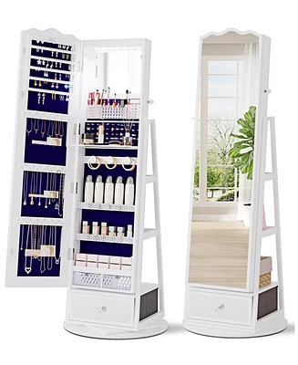 Vlsrka 60° Rotating Full-Length Mirror Jewelry Cabinet with Lights