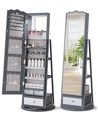 Vlsrka Full-length Mirror Jewelry Cabinet Standing with Lights