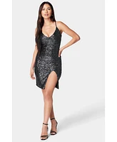 Bebe Women's High Slit Sequin Dress