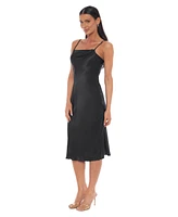 Bebe Women's Scoop Neck Satin Midi Dress