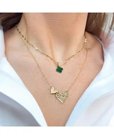 The Lovery Malachite Clover Charm 14K Gold