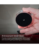 Fluance HiFi Vinyl Record Weight Stabilizer High Mass 760 gram Steel Lp Disc Turntable Accessory with Protective Velvet Pad for Vibration Damping (RW0