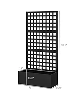 Outsunny Metal Planter Box with Trellis, Drain Holes, 35"x16"x70",