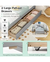 Twin Wooden Bed Frame with 2 Drawers for Teens and Adults