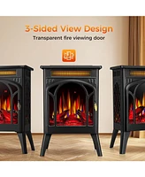 Cowsar 16" Electric Heater Fireplace, Freestanding All-Metal Stove with Remote Control, 500W/1500W Heat Settings