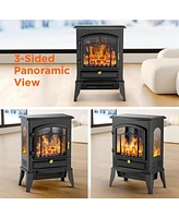 Cowsar Electric Fireplace Stove, Freestanding Fireplace Heater with Realistic Flame, 1000/1500W Fireplace Heater, Overheating Safety Device, Thermosta