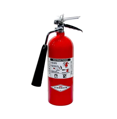 Amerex 322, 5lb CO2 Fire Extinguisher with Chrome Plated Brass Valve & Wall Hanger