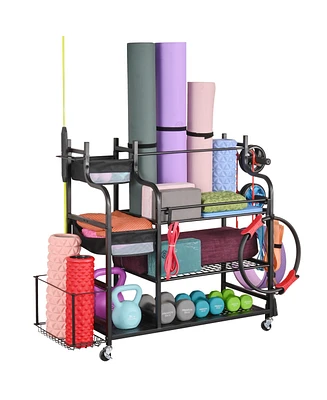 Mythinglogic Yoga Mat Storage Racks Gym Sports Equipment Storage organizer With Black Finish