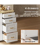 Rolling Kitchen Island Cart on Wheels, 2 Door Storage Cabinet