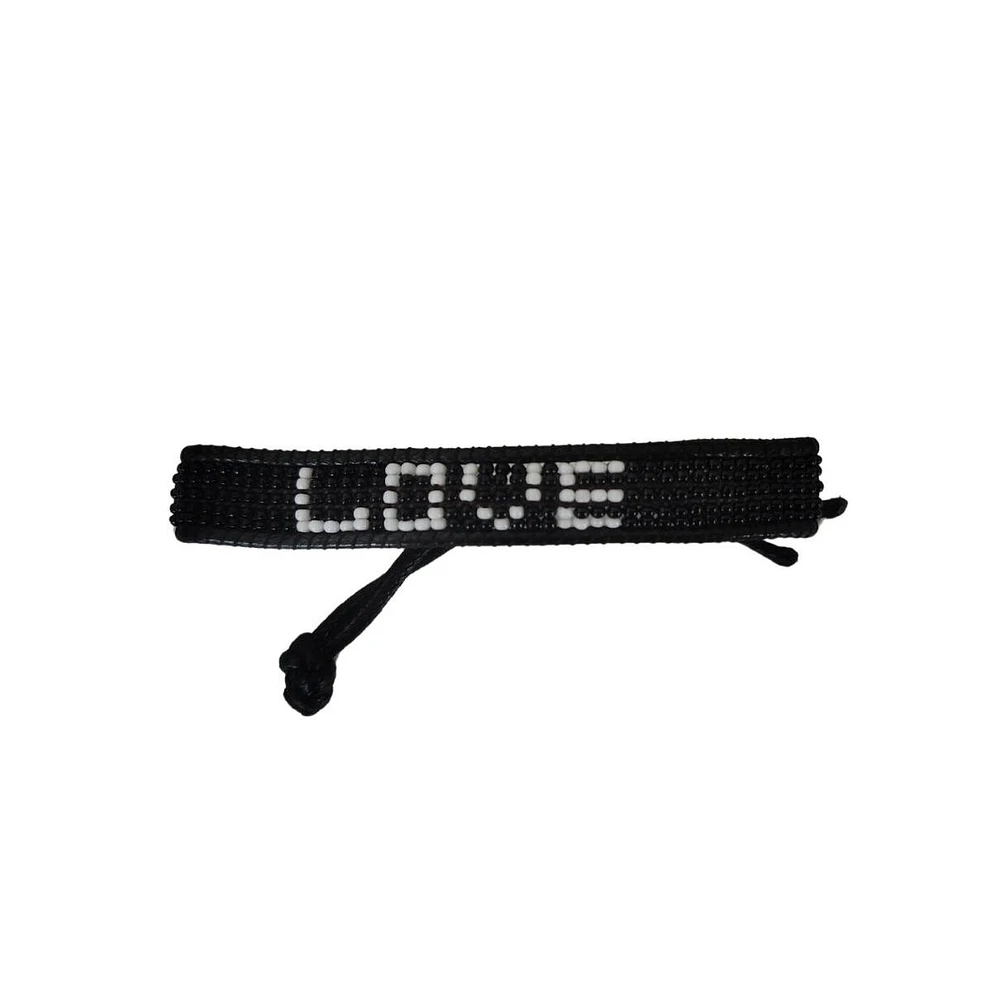 Black & White Love Beaded Bracelet – Handmade with Purpose