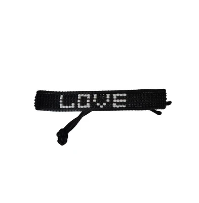 Black & White Love Beaded Bracelet – Handmade with Purpose