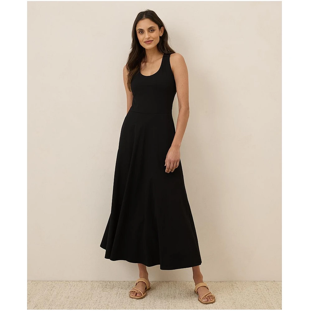 Pact Women's Organic Cotton Fit & Flare Open Back Maxi Dress