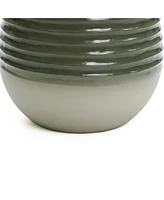 LuxenHome Emerald Ribbed Top with Ivory Bottom 19.5" Tall Resin Fountain with Lights