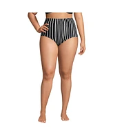 Lands' End Plus Ruched High Waisted Full Coverage Bikini Bottoms