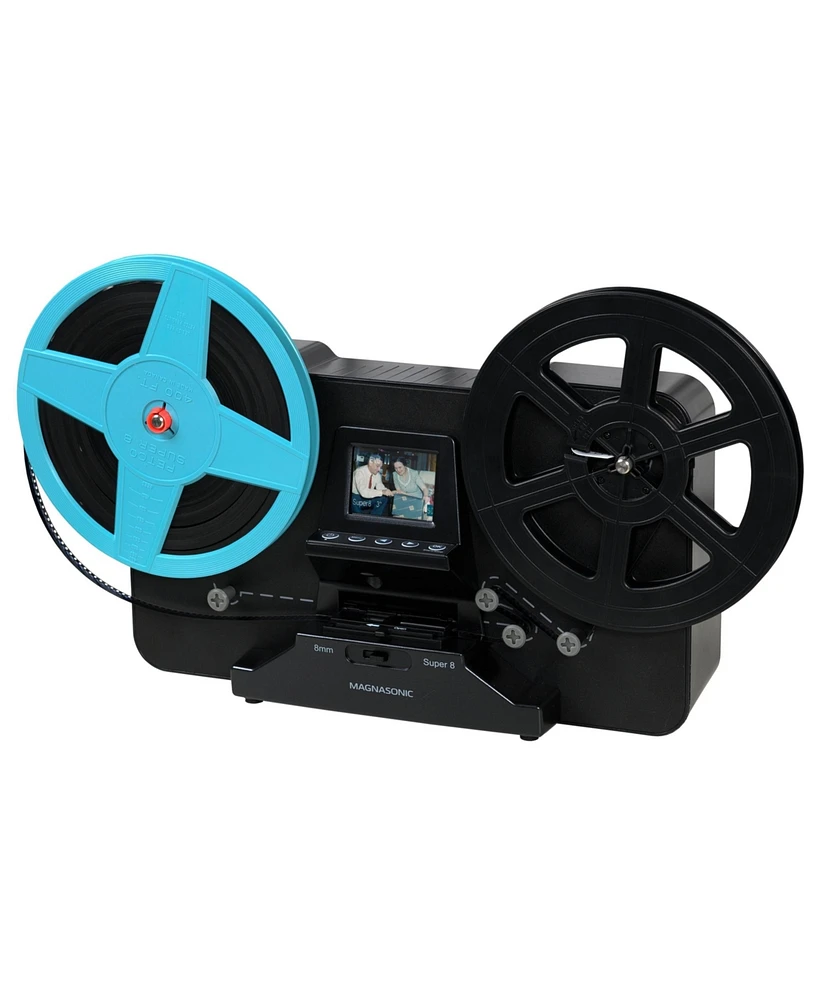 Magnasonic Super 8/8mm Film Scanner, Converts Film into Digital Video, Vibrant 2.3" Screen, Digitize and View 3", 5" and 7" Super 8/8mm Movie Reels (F