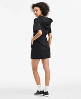Kin Apparel Women's Hooded Drawstring-Waist Short-Sleeve Dress