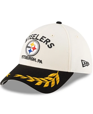 New Era Men's Cream/Black Pittsburgh Steelers 2025 Nfl Draft 39THIRTY Flex Hat