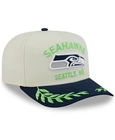 New Era Men's Cream/ College Navy Seattle Seahawks 2025 Nfl Draft A-Frame 9FIFTY Snapback Hat