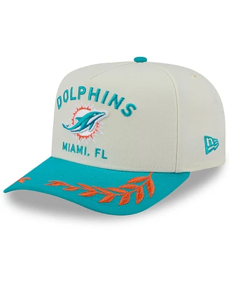 New Era Men's Cream/Aqua Miami Dolphins 2025 Nfl Draft A-Frame 9FIFTY Snapback Hat