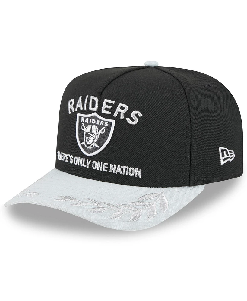 New Era Men's Black/Silver Las Vegas Raiders 2025 Nfl Draft A-Frame 9FIFTY Snapback Hat