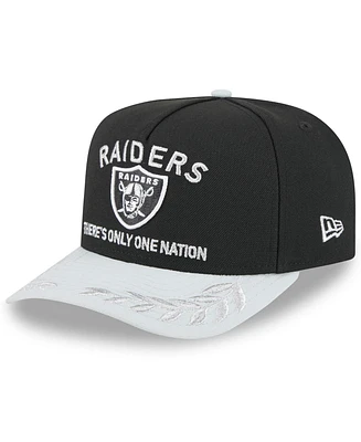 New Era Men's Black/Silver Las Vegas Raiders 2025 Nfl Draft A-Frame 9FIFTY Snapback Hat