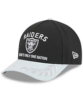 New Era Men's Black/Silver Las Vegas Raiders 2025 Nfl Draft 9FORTY A-Frame M-Crown Adjustable Hat