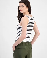 Ultra Flirt Juniors' Striped Boat-Neck Tank Top
