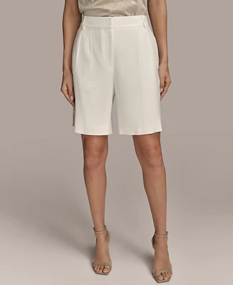 Donna Karan New York Women's Linen-Blend Pleated Shorts
