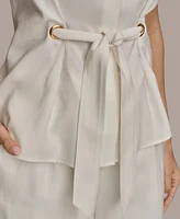 Donna Karan New York Women's Sleeveless Tie-Front Collared Shirt