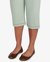 Alfred Dunner Women's Santa Fe Relaxed Crochet Hem Capri Pants