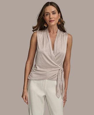 Donna Karan New York Women's Sleeveless Faux-Wrap Knit Top
