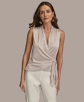 Donna Karan New York Women's Sleeveless Faux-Wrap Knit Top