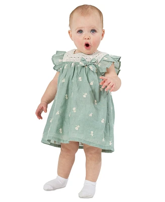Rare Editions Baby Girls Eyelet Crochet-Trim Dress