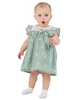 Rare Editions Baby Girls Eyelet Crochet-Trim Dress