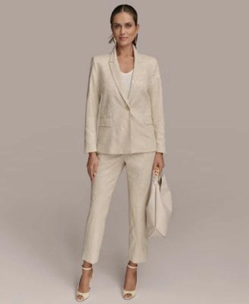 Donna Karan New York Womens Sequin Embellished Linen Jacket Pants