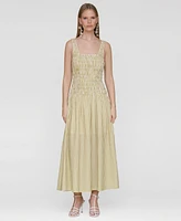 Avec Les Filles Women's Drop-Waist Smocked-Bodice Tank Midi Dress