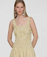 Avec Les Filles Women's Drop-Waist Smocked-Bodice Tank Midi Dress