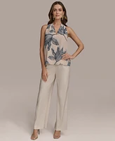 Donna Karan New York Women's Sleeveless Printed V-Neck Blouse