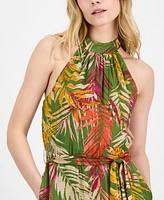 Anne Klein Women's Printed Chiffon Halter Maxi Dress