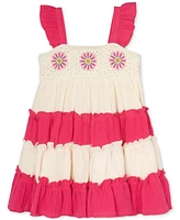 Rare Editions Baby Girls Flower Crochet Cotton Tiered Dress