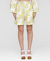 Avec Les Filles Women's Printed Pleat-Front Belted Shorts