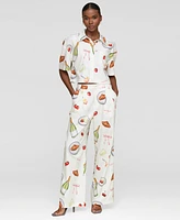 Avec Les Filles Women's Printed High-Rise Wide-Leg Pants