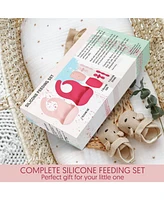 Sperric Toddler Silicone Feeding Set Led Weaning Utensils, Silicone Bibs Feeding Cups Smooth Waterproof Material For Practical Eating