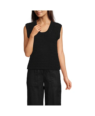 Lands' End Women's Blend Texture U Neck Vest Sweater