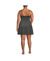 Lands' End Plus Slender Suit Shine Wrap Swim Dress Swimsuit