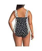 Lands' End Plus Square Neck High Leg One Piece Swimsuit